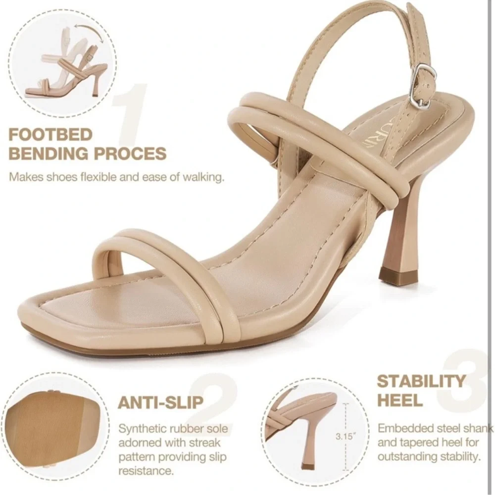 Chic Beige Strappy Heels - Picture 2 of 3